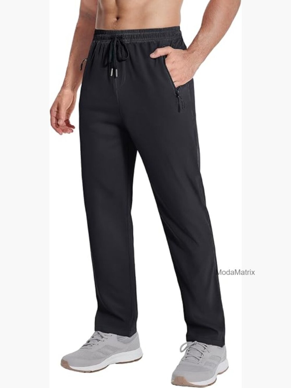 Men's Athletic Stretch Track Pants with Zipper Pockets Quick Dry Joggers
